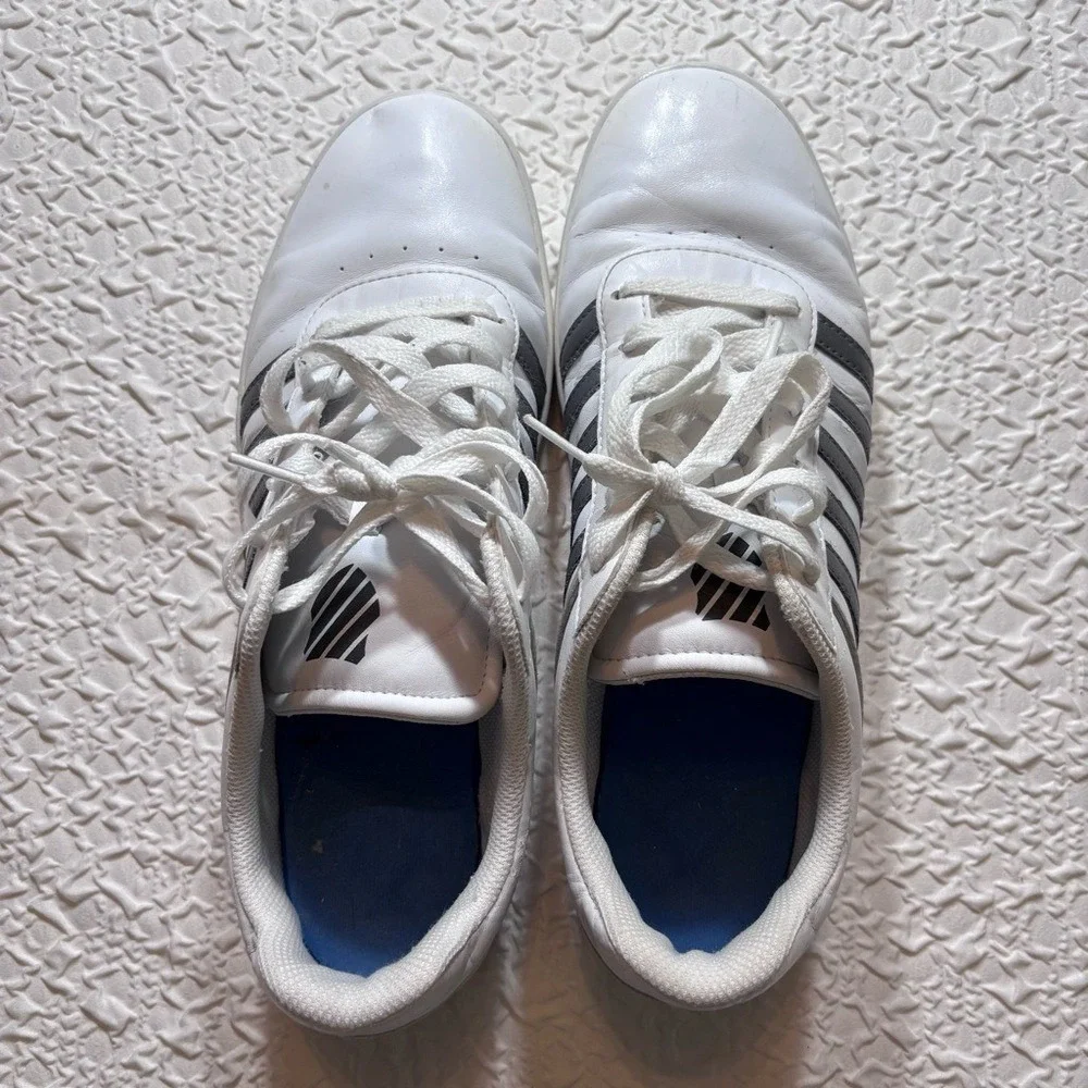 K-Swiss‎ Court Cheswick White Gray Leather Classic Retro Tennis Sneakers|Wmns 10